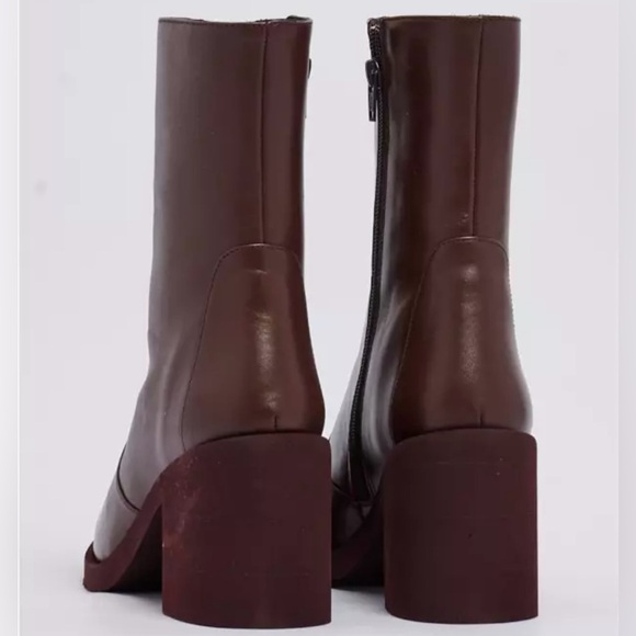 NWOB Free People EQUITARE Theo Leather Boots 38 US 7 Bordeaux Burgundy Pointed - Picture 3 of 11